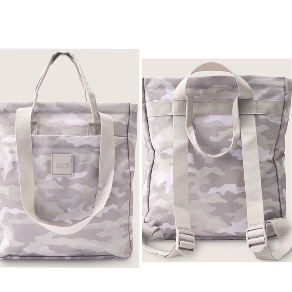 Victoria’s Secret PINK Convertible Backpack Tote - Double Platinum Camo - Picture 1 of 15